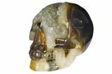 Polished Agate Skull with Quartz Crystal Pocket #148099-2